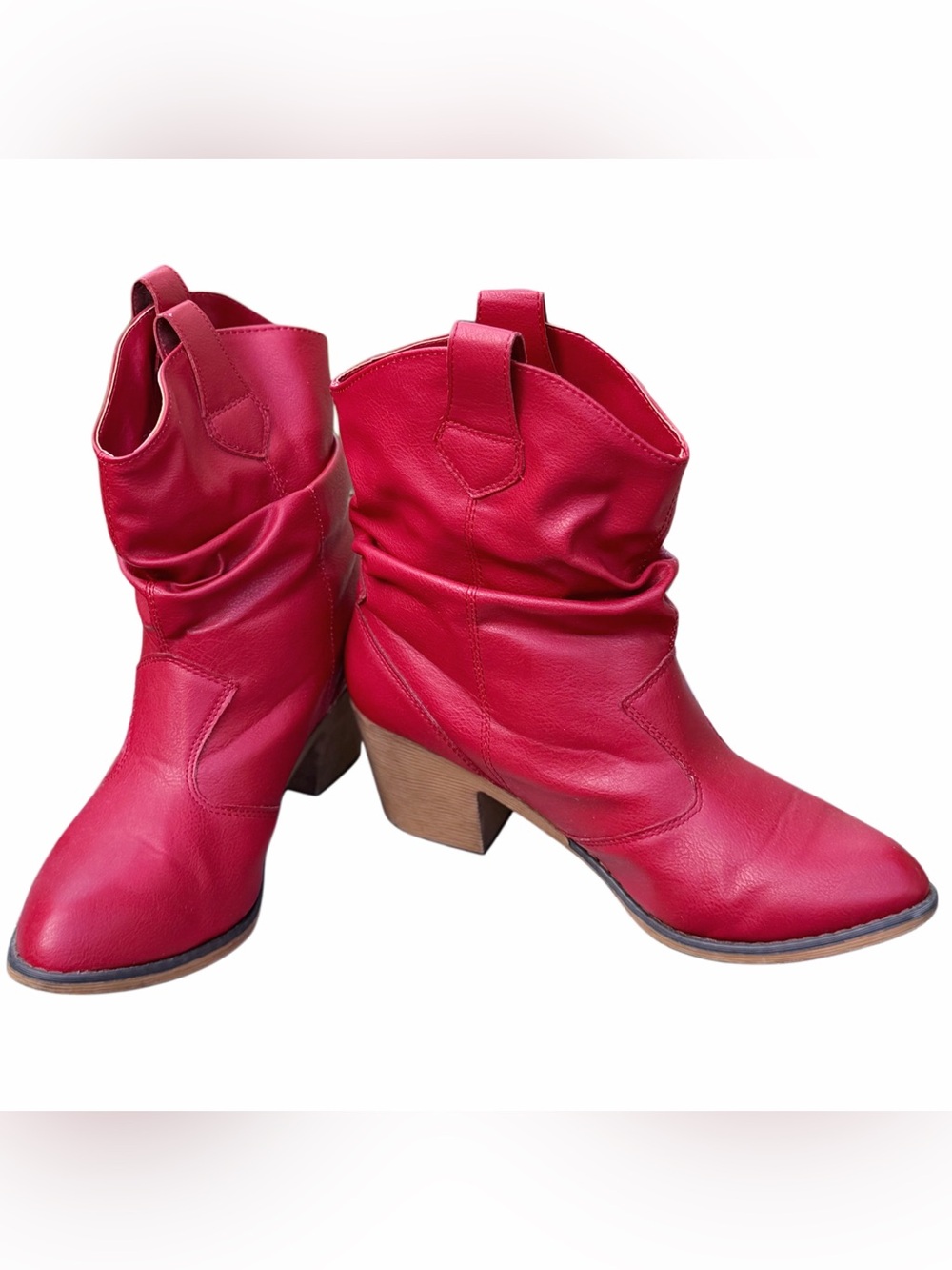 Charles Albert Vegan Leather Women's Red Slouchy Ankle Boots Size 10